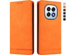 Custodia Per Oppo F29, Custodia Retro In Finto Cuoio Flip Con Supporto E Slot Per Carte Di Credito Arancione