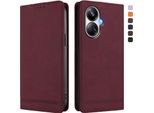Custodia Per Realme 10 Pro+, Custodia Retro In Finto Cuoio Flip Con Supporto E Slot Per Carte Rosso