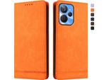 Custodia Per Realme 10T 5G, Custodia Retro In Finto Cuoio Flip Con Supporto E Slot Per Carte Arancione
