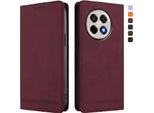Custodia Per Oneplus 13R, Custodia Retro In Finto Cuoio Flip Con Supporto E Slot Per Carte Di Credito Rosso