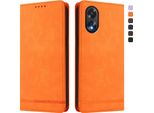 Custodia Per Oppo A38 4G, Custodia Retro In Finto Cuoio Flip Con Supporto E Slot Per Carte Di Credito Arancione