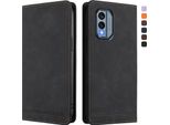Custodia Per Nokia X30, Flip Case In Finto Cuoio Retrò Con Supporto E Slot Per Carte Di Credito Nero