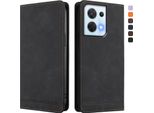 Custodia Per Oppo Reno8 5G, Custodia Retro In Finto Cuoio Flip Con Supporto E Slot Per Carte Nero