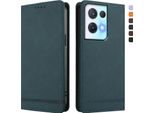 Custodia Per Oppo Reno8 Pro 5G, Custodia Retro In Finto Cuoio Flip Con Supporto E Slot Per Carte Verde