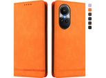 Custodia Per Oppo Reno10 /Reno10 Pro 5G, Retro Custodia In Finto Cuoio Flip Con Supporto E Slot Per Schede Arancione