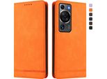 Custodia Per Huawei P60 / P60 Pro, Custodia Retro In Finto Cuoio Con Supporto E Slot Per Schede Arancione