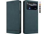 Custodia Per Xiaomi Poco X4 Pro 5G, Retro Custodia Flip In Finto Cuoio Con Supporto E Slot Per Carte Verde