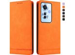 Custodia Per Oppo Reno11 F 5G, Retro Custodia In Finto Cuoio Flip Con Supporto E Slot Per Carte Orange