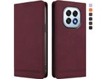 Custodia Per Oppo F29, Custodia Retro In Finto Cuoio Con Supporto E Slot Per Carte Rosso