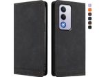 Custodia Per Oppo A80 5G, Custodia Retro In Finto Cuoio Flip Con Supporto E Slot Per Carte Nero