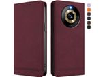 Custodia Per Realme Narzo 60 Pro, Custodia Retro In Finto Cuoio Con Supporto E Slot Per Carte Di Credito Rosso