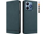 Custodia Per Realme C63 4G, Custodia Retro In Finto Cuoio Con Supporto E Slot Per Carte Verde
