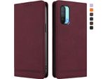 Custodia Per Oneplus Nord Ce 5G, Custodia Retro In Finto Cuoio Flip Con Supporto E Slot Per Schede Rosso