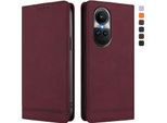 Custodia Per Oppo Reno10 /Reno10 Pro 5G, Retro Custodia In Finto Cuoio Flip Con Supporto E Slot Per Carte Rosso