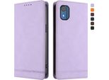 Custodia Per Nokia C02, Flip Case In Finto Cuoio Retrò Con Supporto E Slot Per Carte Di Credito Viola