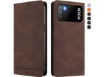 Custodia Per Xiaomi Poco M3, Custodia Retro In Finto Cuoio Con Supporto E Slot Per Carte Di Credito Marrone