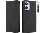 Custodia Per Realme 10 4G, Custodia Retro In Finto Cuoio Flip Con Supporto E Slot Per Carte Nero