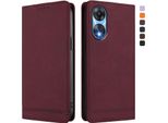 Custodia Per Oppo A78 5G, Custodia Retro In Finto Cuoio Con Supporto E Slot Per Carte Di Credito Rosso
