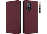 Custodia Per Oppo A94 5G, Custodia Retro In Finto Cuoio Con Supporto E Slot Per Carte Di Credito Rosso