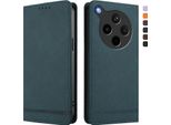 Custodia Per Oppo Find X8S+, Custodia Retro In Finto Cuoio Flip Con Supporto E Slot Per Carte Verde