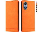 Custodia Per Oppo A17/Oppo A17K, Custodia Retro In Finto Cuoio Flip Con Supporto E Slot Per Carte Orange