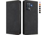 Custodia Per Oppo F19 Pro, Custodia Retro In Finto Cuoio Flip Con Supporto E Slot Per Carte Nero