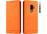 Custodia Per Samsung Galaxy S9 Plus, Custodia Retro In Finto Cuoio Con Supporto E Slot Per Carte Di Credito Arancione