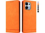 Custodia Per Oppo A6 Pro 5G/Oppo A6 Pro 4G, Custodia Retro In Finto Cuoio Con Supporto E Slot Per Schede Arancione