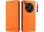Custodia Per Oppo Find X8 Ultra, Custodia Retro In Finto Cuoio Flip Con Supporto E Slot Per Carte Di Credito Arancione
