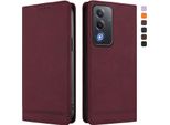 Custodia Per Oppo A5/Oppo A3 Pro/Oppo A80/Oppo K12X, Custodia Retro In Finto Cuoio Con Supporto E Slot Per Carte Rosso