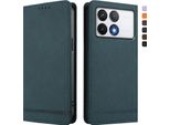 Custodia Per Xiaomi Poco F6 Pro, Custodia Retro In Finto Cuoio Con Supporto E Slot Per Carte Verde
