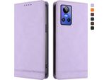 Custodia Per Realme Gt Neo 3, Custodia Retro In Finto Cuoio Con Supporto E Slot Per Carte Purple