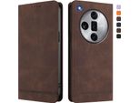 Custodia Per Oppo Find X7 Ultra, Custodia Retro In Finto Cuoio Flip Con Supporto E Slot Per Carte Di Credito Marrone