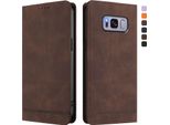 Custodia Per Samsung Galaxy S8 Plus, Custodia Retro In Finto Cuoio Con Supporto E Slot Per Carte Di Credito Marrone