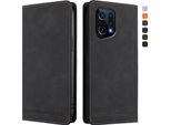 Custodia Per Oppo Find X5, Custodia Retro In Finto Cuoio Flip Con Supporto E Slot Per Carte Nero