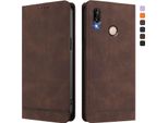Custodia Per Huawei P20 Lite, Custodia Retro In Finto Cuoio Con Supporto E Slot Per Carte Di Credito Marrone