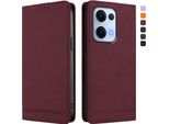 Custodia Per Oppo Reno13 5G, Custodia Retro In Finto Cuoio Con Supporto E Slot Per Carte Di Credito Rosso