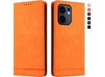 Custodia Per Oppo Reno13 F 5G, Retro Custodia In Finto Cuoio Flip Con Supporto E Slot Per Carte Orange
