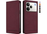 Custodia Per Realme P4, Custodia Retro In Finto Cuoio Flip Con Supporto E Slot Per Carte Di Credito Rosso