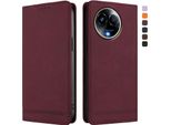 Custodia Per Realme 11 5G, Custodia Retro In Finto Cuoio Con Supporto E Slot Per Carte Di Credito Rosso