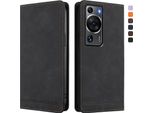 Custodia Per Huawei P60 / P60 Pro, Retro Custodia Flip In Finto Cuoio Con Supporto E Slot Per Schede Nero