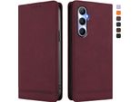 Custodia Per Realme C65 4G, Custodia Retro In Finto Cuoio Con Supporto E Slot Per Carte Di Credito Rosso