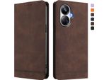 Custodia Per Realme 10 Pro+, Custodia Retro In Finto Cuoio Flip Con Supporto E Slot Per Carte Marrone