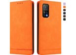 Custodia Per Xiaomi Mi 10T / Mi 10T Pro, Custodia Retro In Finto Cuoio Con Supporto E Slot Per Schede Arancione