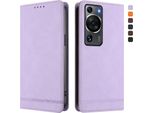 Custodia Per Huawei P60 / P60 Pro, Retro Custodia In Finto Cuoio Flip Con Supporto E Slot Per Carte Purple