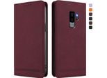 Custodia Per Samsung Galaxy S9 Plus, Custodia Retro In Finto Cuoio Con Supporto E Slot Per Carte Di Credito Rosso