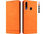 Custodia Per Samsung Galaxy A20S, Custodia Retro In Finto Cuoio Flip Con Supporto E Slot Per Carte Orange