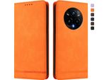 Custodia Per Realme 14 Pro+ 5G, Custodia Retro In Finto Cuoio Flip Con Supporto E Slot Per Carte Arancione