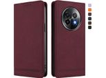 Custodia Per Realme 13+ 5G, Custodia Retro In Finto Cuoio Con Supporto E Slot Per Carte Rosso