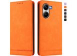 Custodia Per Xiaomi Poco X7 Pro, Retro Custodia In Finto Cuoio Flip Con Supporto E Slot Per Carte Orange